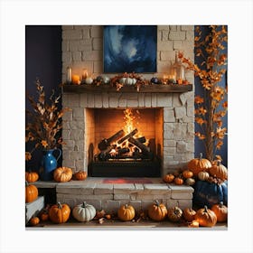 Autumn Fireplace Canvas Print