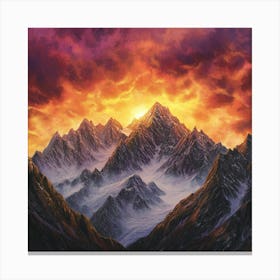 Dynamic Mountain Sunset Landscape Canvas Print