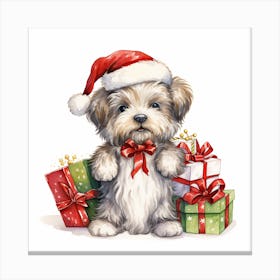 Shih Tzu With Presents Canvas Print