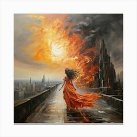 Flaming City Canvas Print