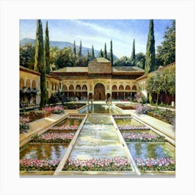 Gardens Of Alhambra Spain Vintage Botanical Art (2) Canvas Print