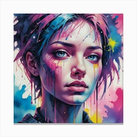 Girl With Colorful Hair 1 Canvas Print