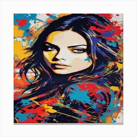 Woman With Colorful Paint Splatters Canvas Print