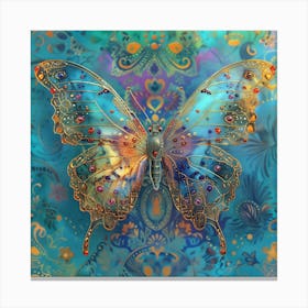 Butterfly On A Blue Background Canvas Print