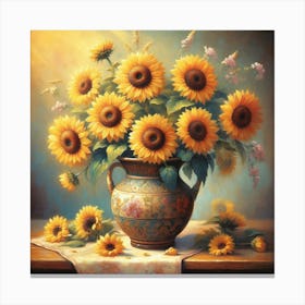 Sunflowers In A Vase 2 Canvas Print