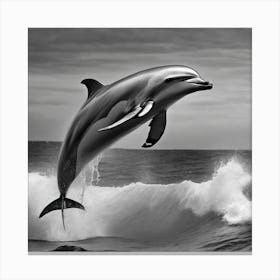 Dolphin Jumping Out Of The Water Canvas Print