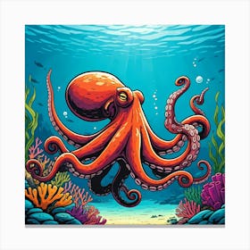 Orange Octopus Canvas Print