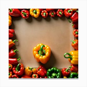 Colorful Peppers In A Frame 21 Canvas Print