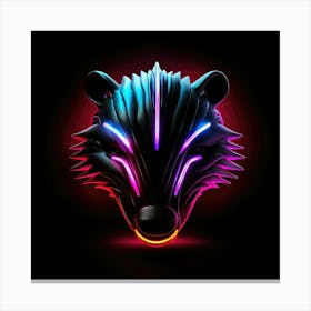 Neon Wolf Head 1 Lienzo