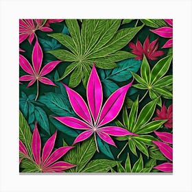 Seamless Pattern With Marijuana Leaves Canvas Print