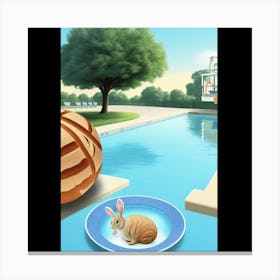 Bunny In The Pool Canvas Print