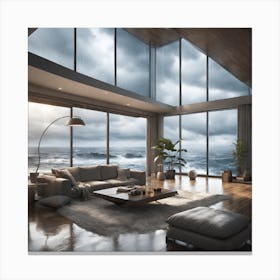 Living Room With Ocean View 1 Canvas Print