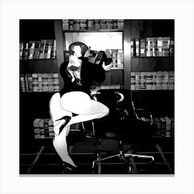 Woman In A Library Canvas Print