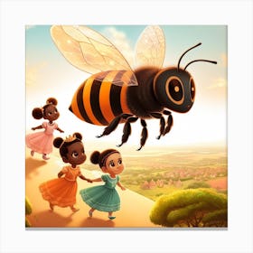 Bee And Kids2 Canvas Print