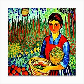 Woman In The Garden Canvas Print