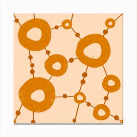 70s Modern Bubble Vines Peach Rust Orange Canvas Print
