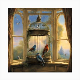 Birds In A Cage Canvas Print