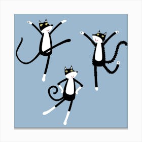Dancing Black and White Tuxedo Cats Canvas Print