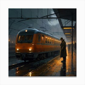 Train Station At Night 4 Canvas Print