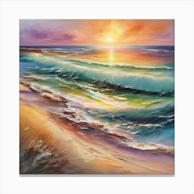 Seashore. Sand, waves, sunset and summer oil colors.uk. Canvas Print