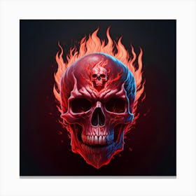 Skull In Flames 1 Canvas Print