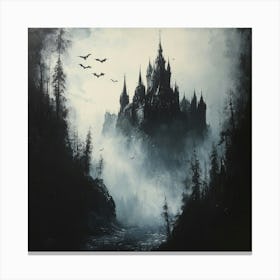 Castle In The Mist Art Canvas Print