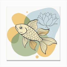 Illustration goldfish and lotus 1 Canvas Print