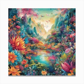 Rainbow Of Flowers Canvas Print