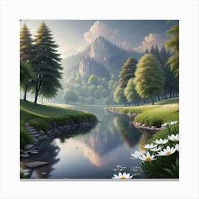 River In The Forest 1 Canvas Print