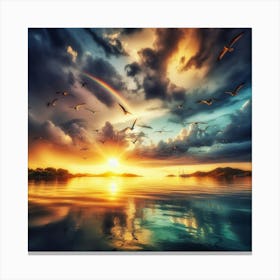 Rainbow Over The Sea Canvas Print