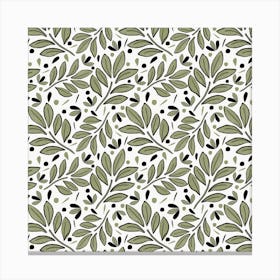 Lushy Leaves Olive Green On Olive Canvas Print