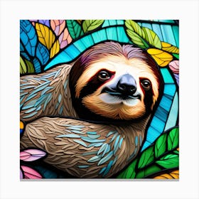 Sloth pop art stained glass Canvas Print