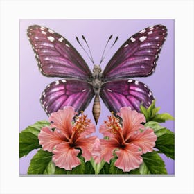 Butterfly And Hibiscus Canvas Print