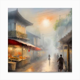 Firefly A High Detailed Abstract And Stylized Minimalist Indonesia Food Street Hawker Alley With Mis Canvas Print