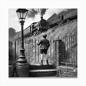 Boy And A Train Canvas Print