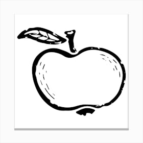 Apple. Ink texture doodle. Black and white illustration, Bauhaus Canvas Print
