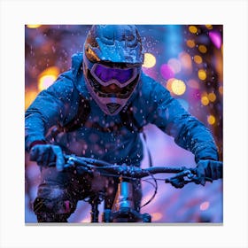 Mountain Biker In The Snow Canvas Print