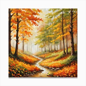 Forest In Autumn In Minimalist Style Square Composition 83 Canvas Print