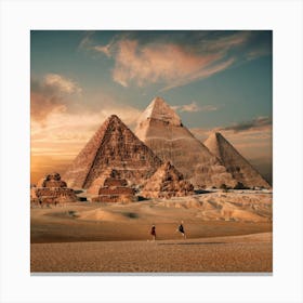 Giza Pyramids At Sunset 1 Canvas Print