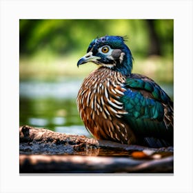 Nut Sharpened Hawk Walnut Feather Brown Drake Blurred Park Peacock Avian Green Duck Pea (2) Canvas Print