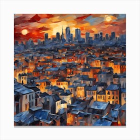 Cityscape At Sunset Canvas Print