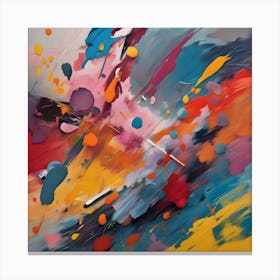 Colorful Splashes Of Paint Geometric Abstract Art Canvas Print