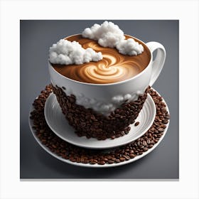 Coffee Cup With Clouds Canvas Print