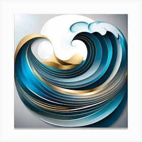 Paper Ocean Wave, vector art Canvas Print