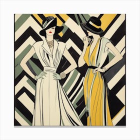 Two Women In Hats Canvas Print