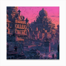 City At Sunset Canvas Print