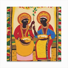 Two African Women Nutmeg Wall Art Canvas Print