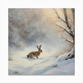 Hare In The Snow Canvas Print