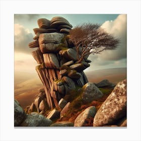Tree On A Rock 1 Canvas Print