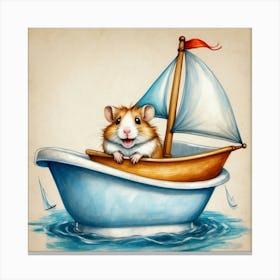 Hamster In A Boat 5 Canvas Print